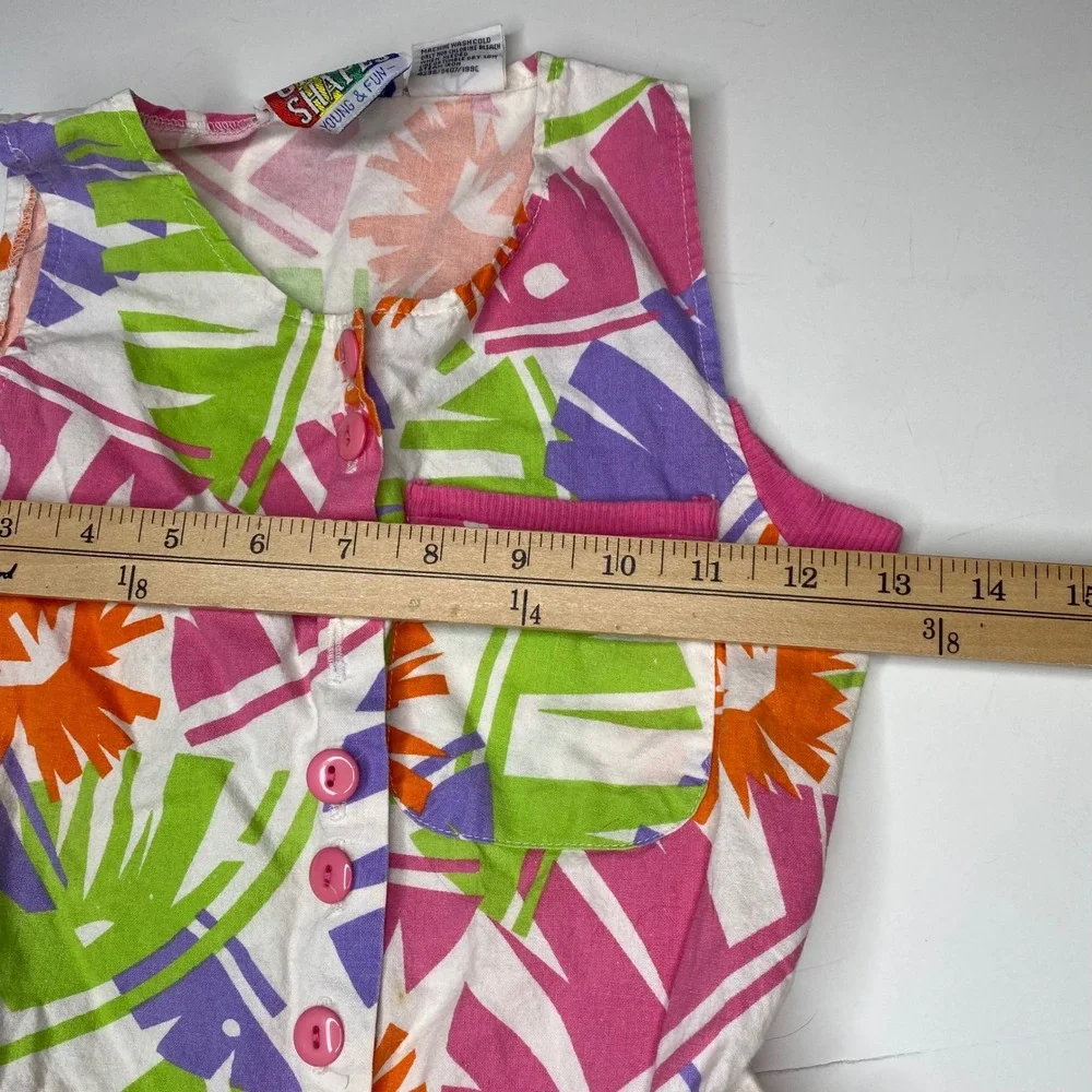 Great Shapes Kids Girls Tropical Floral Print Romper Jumper Size 7‎ Vintage